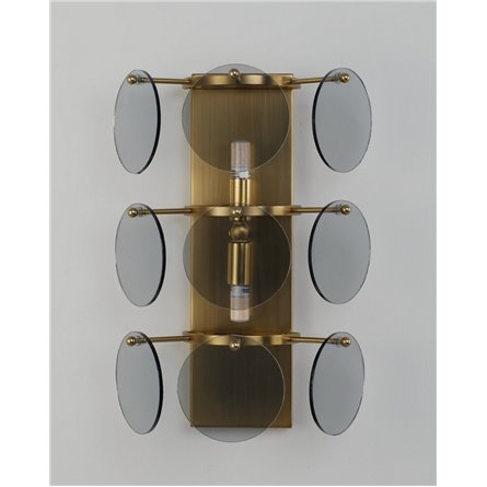 Бра|Moderli|настенный светильник в стиле модерн V7081-2W Komo дымчатое стекло латунь