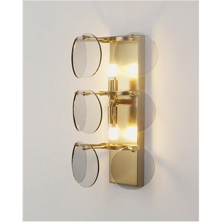 Бра|Moderli|настенный светильник в стиле модерн V7081-2W Komo дымчатое стекло латунь