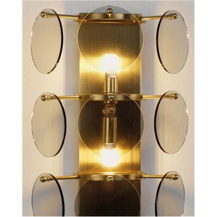 Бра|Moderli|настенный светильник в стиле модерн V7081-2W Komo дымчатое стекло латунь