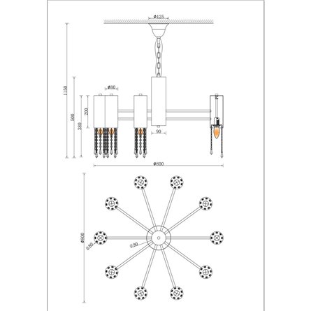Люстра|Moderli|подвесная в современном стиле Moderli V10010-10P Klimand прозрачный хрусталь