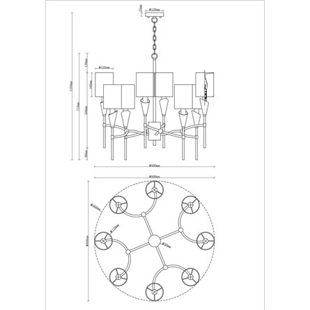 Люстра|Moderli|подвесная в стиле модерн Moderli V10030-8P Luiza с тканевыми плафонами кремового цвета