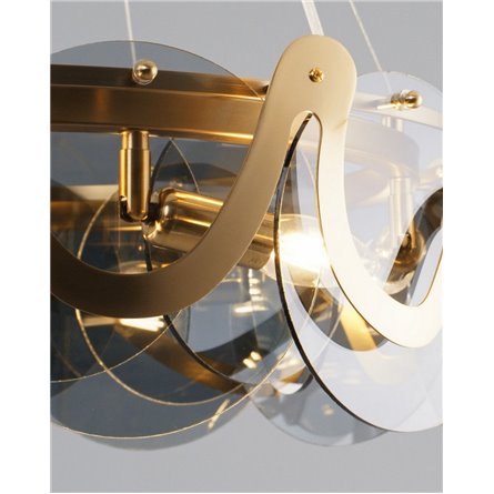 Люстра|Moderli|подвесная для дома в стиле модерн Moderli V7071-6P Caribbean дымчатое стекло латунь