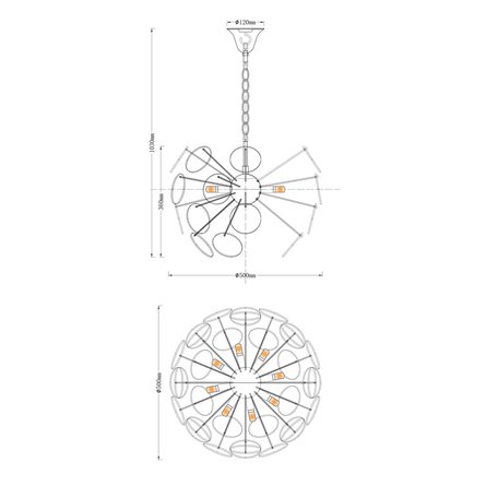 Люстра|Moderli|подвесная без плафонов для зала, гостиной в стиле модерн Moderli V7080-8P Komo дымчатое стекло л