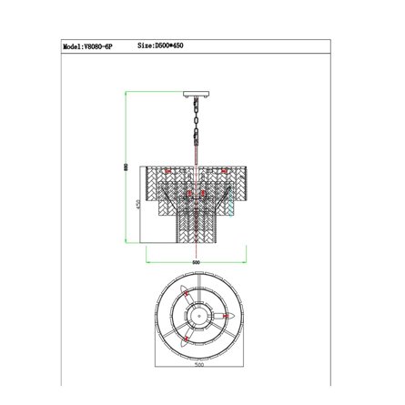 Люстра|Moderli|подвесная в стиле модерн Moderli V8080-6P Alberto латунь прозрачное стекло