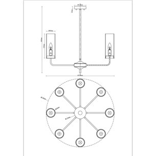 Люстра|Moderli|на штанге потолочная в стиле модерн Moderli V10021-8P Metric с полупрозрачными плафонами