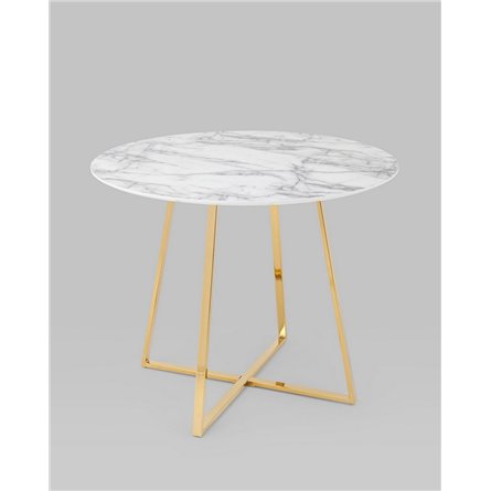 Стол|Stool Group|обеденный Дакота 100*100 белый мрамор ножки золото