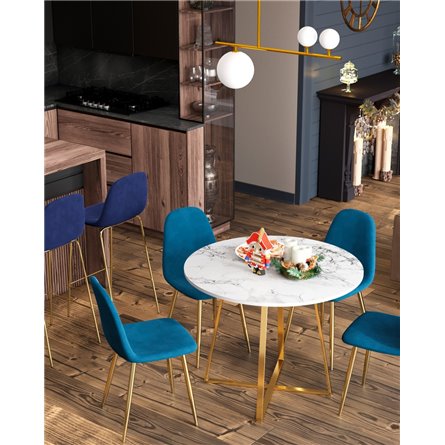 Стол|Stool Group|обеденный Дакота 100*100 белый мрамор ножки золото