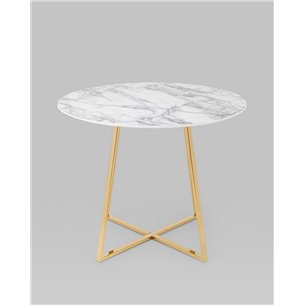 Стол|Stool Group|обеденный Дакота 100*100 белый мрамор ножки золото