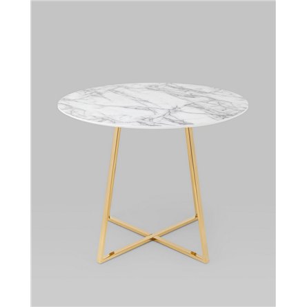 Стол|Stool Group|обеденный Дакота 100*100 белый мрамор ножки золото
