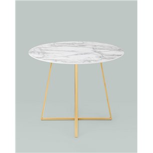 Стол|Stool Group|обеденный Дакота 100*100 белый мрамор ножки золото