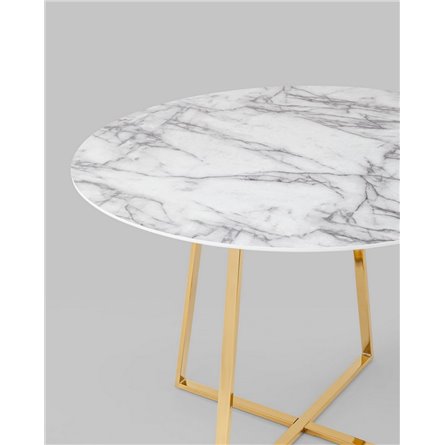 Стол|Stool Group|обеденный Дакота 100*100 белый мрамор ножки золото