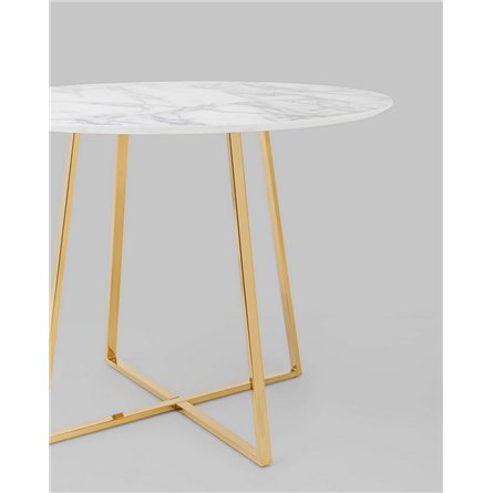 Стол|Stool Group|обеденный Дакота 100*100 белый мрамор ножки золото