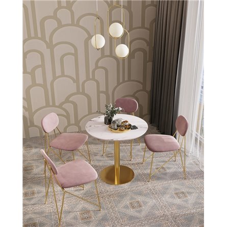 Стол|Stool Group|обеденный Толедо D80 мрамор столешница МДФ керамика ножка металлическая золото