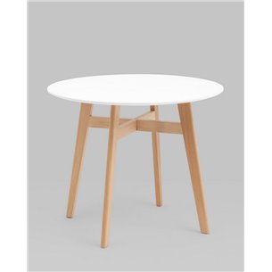 Стол обеденный|Stool Group|Target Circle 90*90 белый ножки из массива дерева
