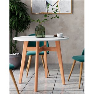 Стол обеденный|Stool Group|Target Circle 90*90 белый ножки из массива дерева