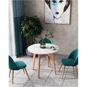 Стол обеденный|Stool Group|Target Circle 90*90 белый ножки из массива дерева
