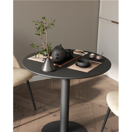 Стол обеденный|Stool Group|Толедо D80 черный столешница МДФ ножка металлическая черная