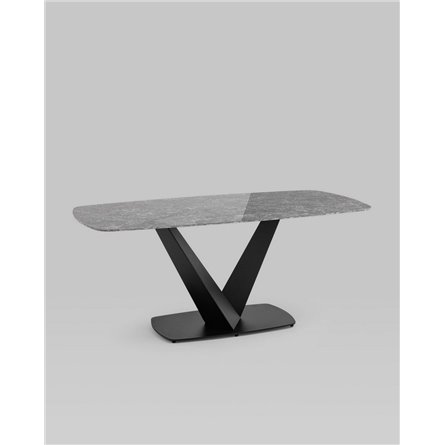 Стол обеденный|Stool Group|Аврора 180*90 керамика черная столешница под мрамор основание металл