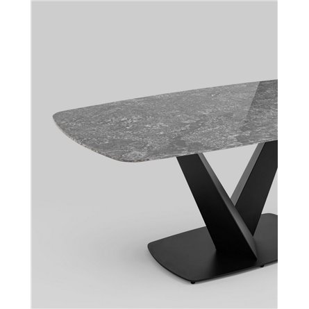 Стол обеденный|Stool Group|Аврора 180*90 керамика черная столешница под мрамор основание металл