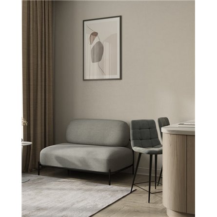 Диван|Stool Group|Стоун рогожка серый, ножки черные, металл