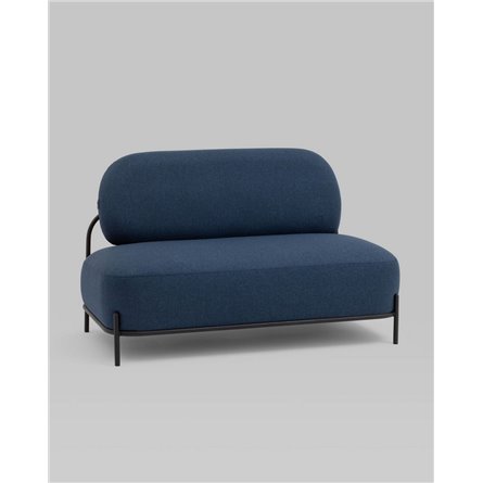 Диван|Stool Group|Стоун рогожка синий, ножки черные, металл