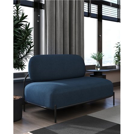 Диван|Stool Group|Стоун рогожка синий, ножки черные, металл