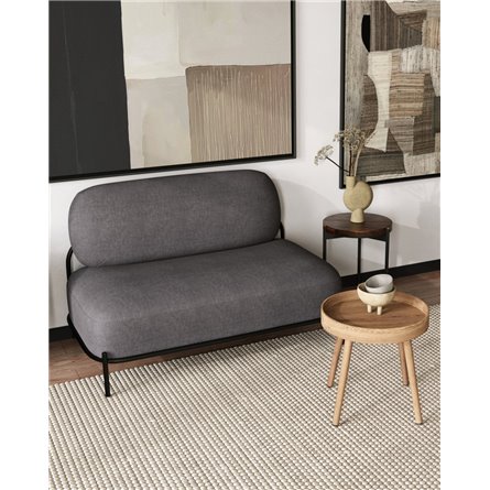 Диван|Stool Group|Стоун рогожка тёмно-серый, ножки черные, металл