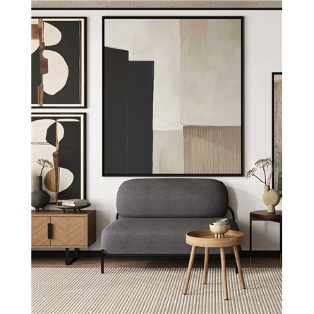 Диван|Stool Group|Стоун рогожка тёмно-серый, ножки черные, металл