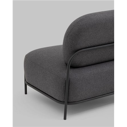 Диван|Stool Group|Стоун рогожка тёмно-серый, ножки черные, металл