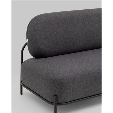 Диван|Stool Group|Стоун рогожка тёмно-серый, ножки черные, металл