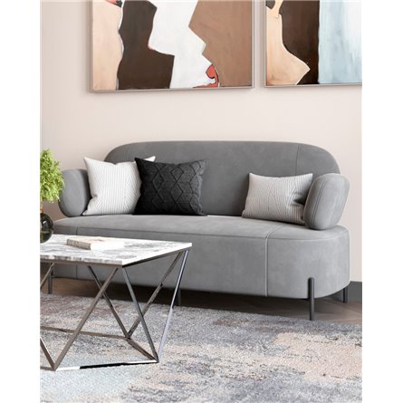 Диван|Stool Group|Кэнди велюр серый, ножки черные, металл