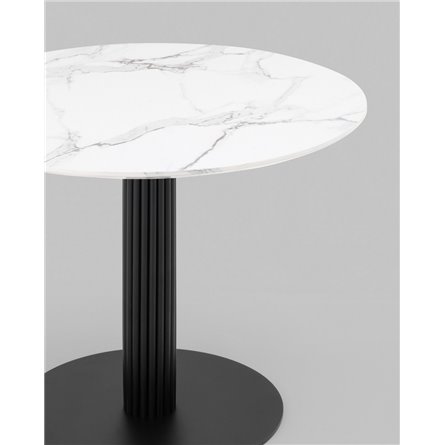Стол|Stool Group|Stem D90 мрамор, столешница МДФ, ножка металлическая черная