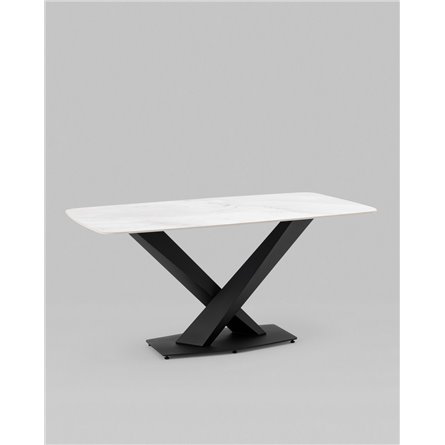 Стол|Stool Group|Belle 160х90 столешница белый мрамор керамика ножки черные мдф