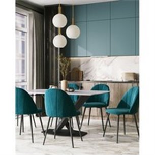 Стол|Stool Group|Belle 160х90 столешница белый мрамор керамика ножки черные мдф