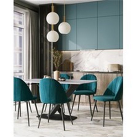 Стол|Stool Group|Belle 160х90 столешница белый мрамор керамика ножки черные мдф