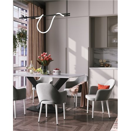 Стол|Stool Group|Belle 160х90 столешница белый мрамор керамика ножки черные мдф