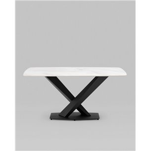 Стол|Stool Group|Belle 160х90 столешница белый мрамор керамика ножки черные мдф