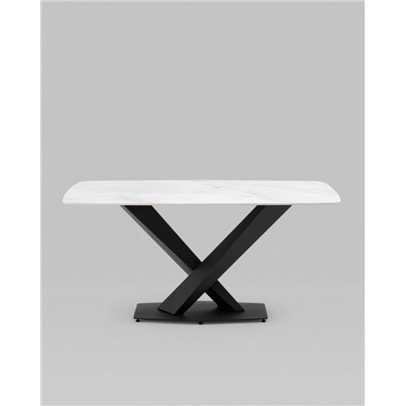 Стол|Stool Group|Belle 160х90 столешница белый мрамор керамика ножки черные мдф