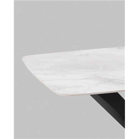 Стол|Stool Group|Belle 160х90 столешница белый мрамор керамика ножки черные мдф