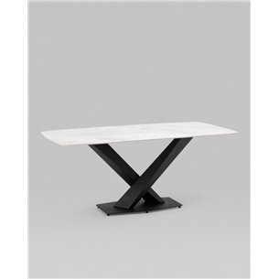 Стол|Stool Group|Belle 180х90 столешница белый мрамор керамика ножки черные мдф