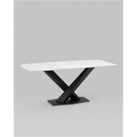 Стол|Stool Group|Belle 180х90 столешница белый мрамор керамика ножки черные мдф