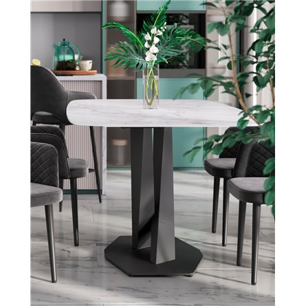 Стол|Stool Group|Belle 180х90 столешница белый мрамор керамика ножки черные мдф