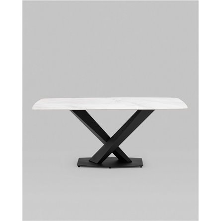 Стол|Stool Group|Belle 180х90 столешница белый мрамор керамика ножки черные мдф