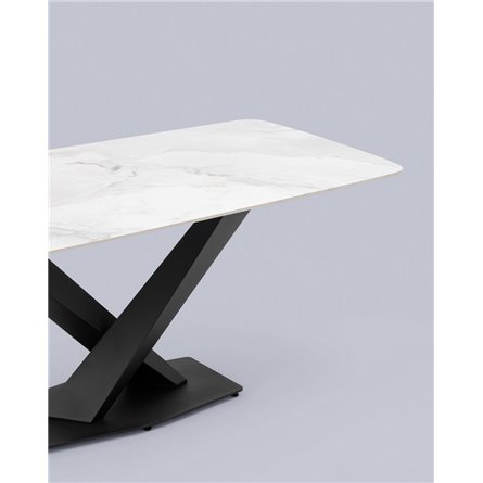 Стол|Stool Group|Belle 180х90 столешница белый мрамор керамика ножки черные мдф