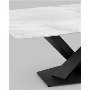 Стол|Stool Group|Belle 180х90 столешница белый мрамор керамика ножки черные мдф