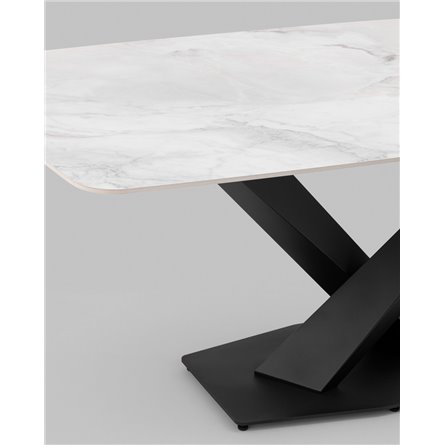 Стол|Stool Group|Belle 180х90 столешница белый мрамор керамика ножки черные мдф