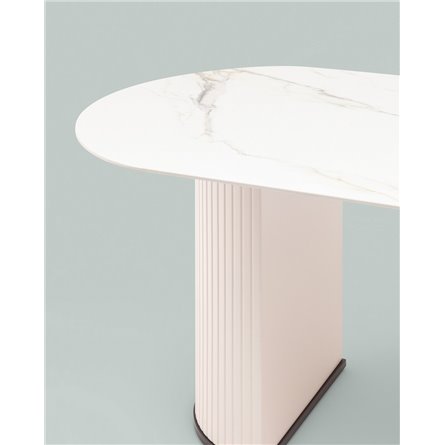 Стол|Stool Group|Opera 160х90 столешница белый мрамор керамика ножки плиссе металл