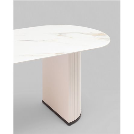Стол|Stool Group|Opera 160х90 столешница белый мрамор керамика ножки плиссе металл