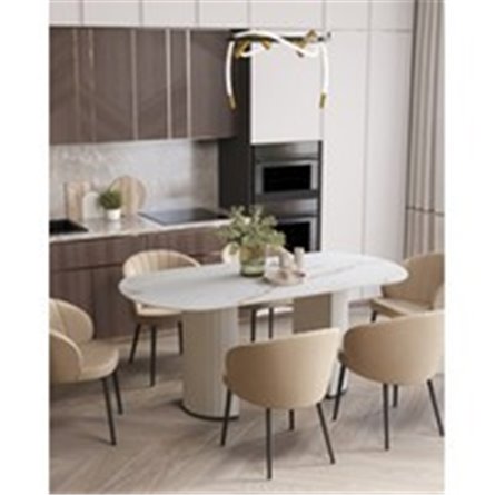 Стол|Stool Group|Opera 180х90 столешница белый мрамор керамика ножки плиссе металл