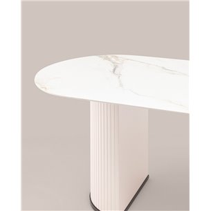 Стол|Stool Group|Opera 180х90 столешница белый мрамор керамика ножки плиссе металл
